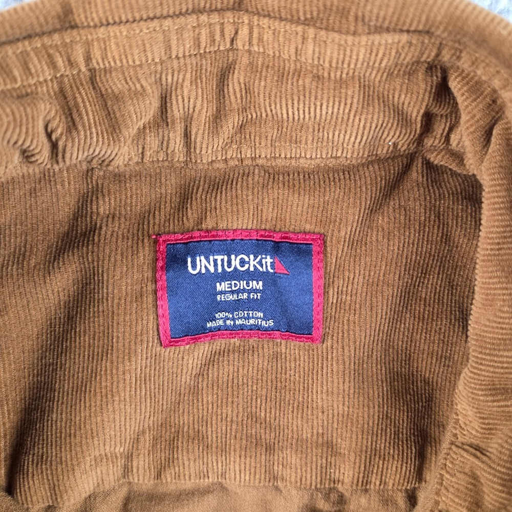 UNTUCKit Shirt Mens Medium Brown Corduroy Button Up Cord One Pocket - Picture 3 of 7